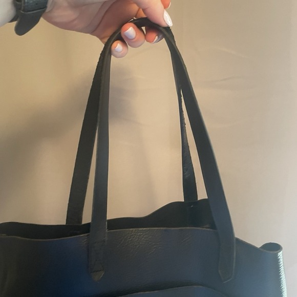 Madewell Medium Transport Leather Tote Black Bag Purse Shoulder Crossbody Color - Picture 15 of 15